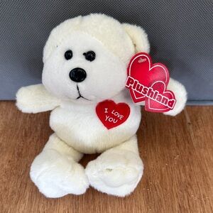 Plushland Cream Teddy Bear with Red Heart